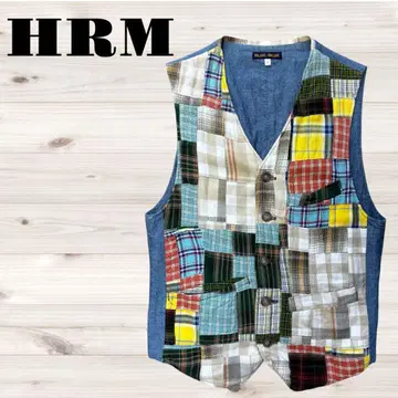 HRM 패치워크 체크 넬 베스트 지레 할리우드 런치 마켓