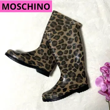 모스키노 MOSCHINO 레인슈즈 올 패턴 브라운 이탈리아제