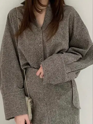 SNIDEL 메탈 프레임 버튼 셔츠