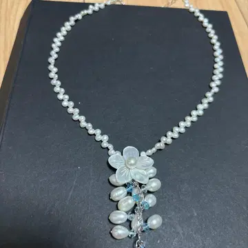 담수 진주와 실버 925 플라워 모티브 목걸이