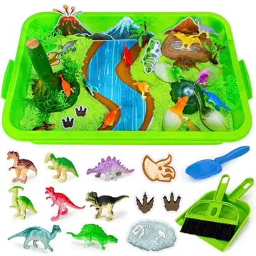 공룡과 화산 모래놀이 세트 수납 박스 포함으로 정리 간편 선물로도