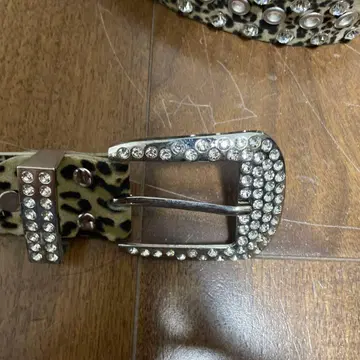 레오파드 무늬 스톤 장식 벨트 geek