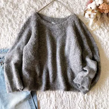 이에나 라부르클 부클 니트 알파카 혼방 촉촉 니트 그레이