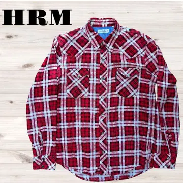 HRM 레드 화이트 체크 웨스턴 플란넬 셔츠 할리우드 런치 마켓