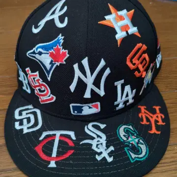 MLB 팀 로고 자수 블랙 캡