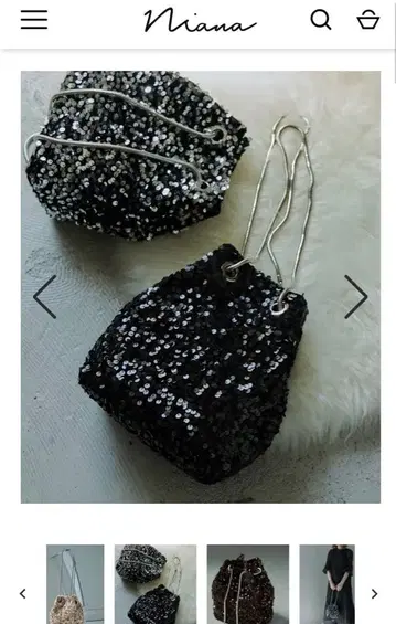 niana 숄더 복조리 스팽글 백 블랙 결혼식 경사