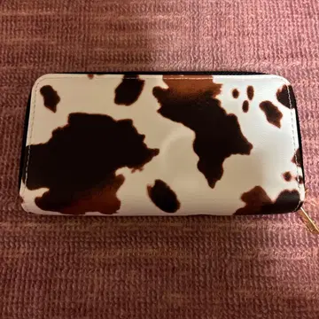 소 패턴 더블 지퍼 장지갑