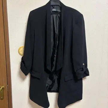 ZARA 블랙 노카라 자켓 7부 소매 M 사이즈