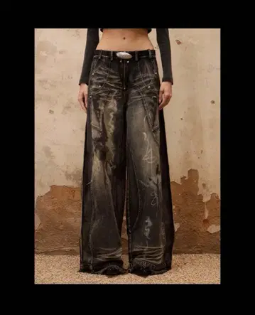 [정품] PERSONSOUL 그래피티 와이드 레그 데님 팬츠 XL