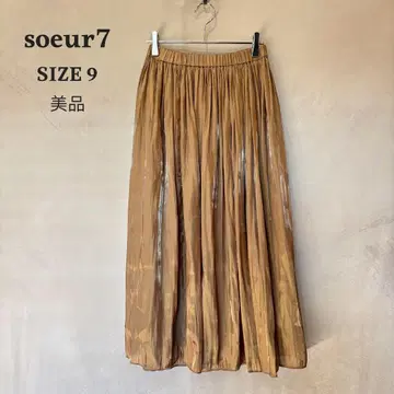 새상품급 soeur7 새틴 개더 플리츠 플레어 스커트 9 일본제