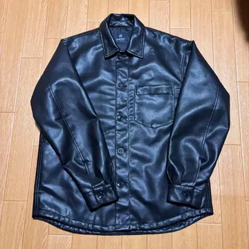 nano 블랙 합성 피혁 셔츠 자켓