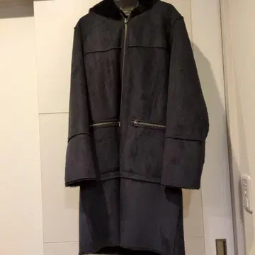 네이비 무스탕 코트 퍼 포함