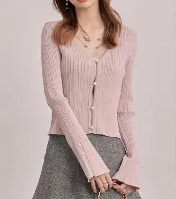 레이어드 랜덤 리브 편직 니트탑 세존드파피용