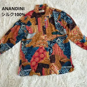 새상품급 ANANDINI 워셔블 실크 100% 올 패턴 셔츠