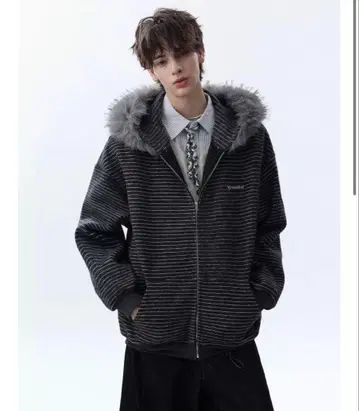 QS644B FUR ZIP HOODIE