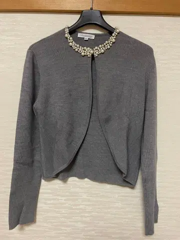 나라 까미체 그레이 펄 긴팔 볼레로 가디건