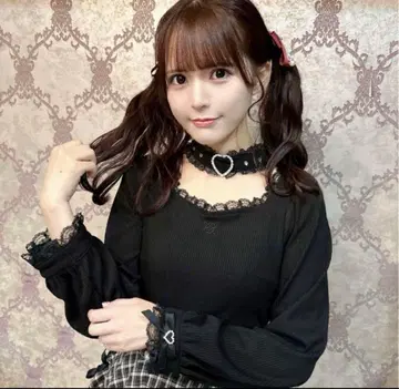 ROJITA 하트 버클 초커 골지 상의