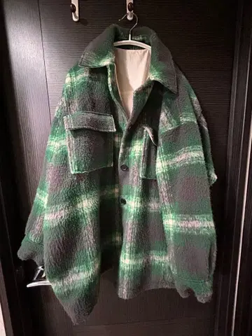 JEANASIS 플리스 자켓 오버 사이즈 체크 무늬