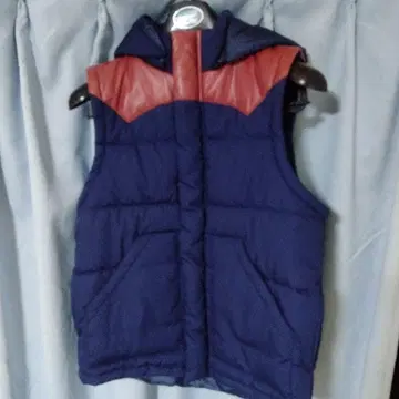 glamb 후드 부착 다운 베스트 네이비