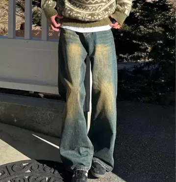 빈티지 스트레이트 워시 데님