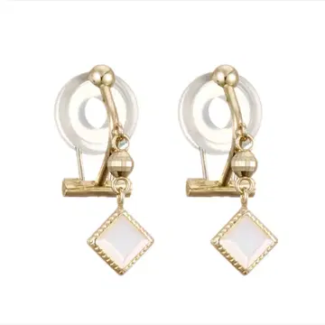 [ 미사용품 ] K10YG/스테인리스 화이트쉘 귀찌