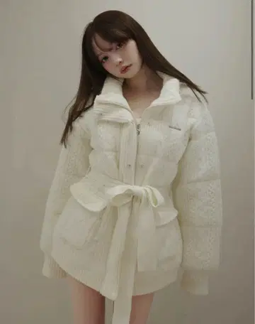 Mary quilting knit shape jacket ivory