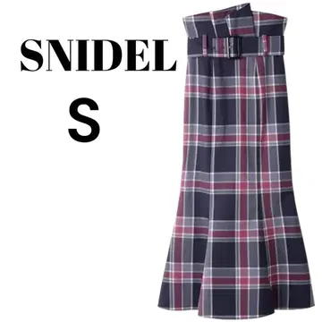새상품 SNIDEL 체크 무늬 플레어 스커트 S 스나이델 머메이드