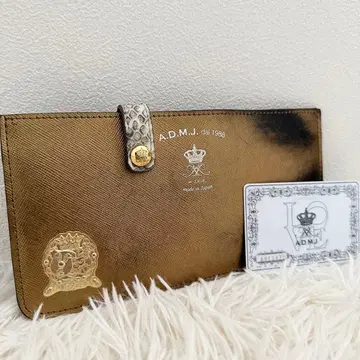 에이디엠제이 메탈릭 가죽 슬림 지갑 골드