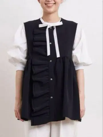 [새상품급] yori 요리 더블 프릴 베스트 38 네이비