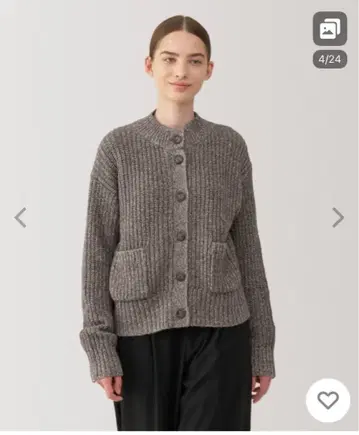 무인양품 야크 혼방 모크넥 가디건 여성 브라운