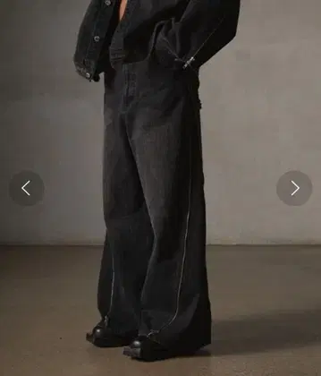 GRANCY 지퍼 디자인 배기 데님 팬츠