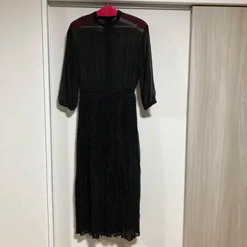 시스루 도트 무늬 롱 원피스