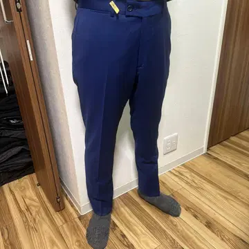 네이비 슬랙스 폴리에스테르 혼방