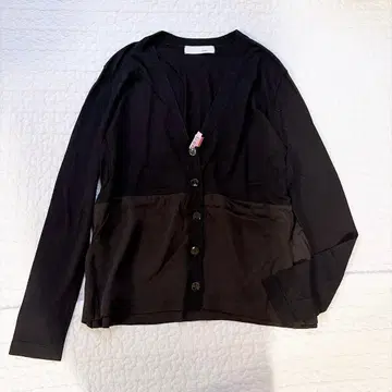 새상품급 낫 갤러리 바이 울 x 실크 가디건 블랙 사이즈 1