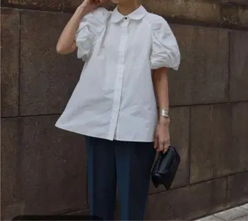 새상품급 MACHATT 화이트 퍼프 슬리브 셔츠