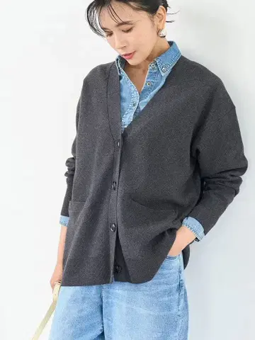 신상 [ 노로 카요 씨 착용 ] 코튼 캐시미어 니트 V넥 가디건