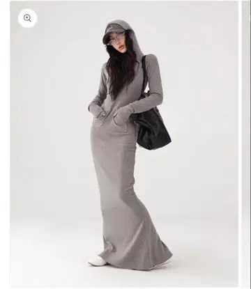 Acestudios 후드 맥시 롱 드레스 한국