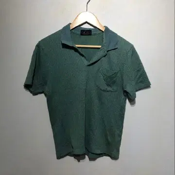 00's 빈티지 그린 피케 셔츠 레트로 캐주얼