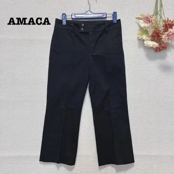 s.337 [아마카] 7부 밑단 캐주얼 팬츠 봄/여름 블랙 S 심플