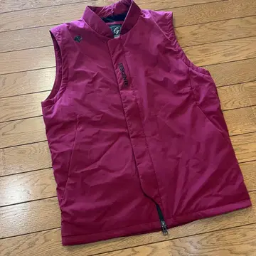 DESCENTE 골프 버건디 풀 집업 베스트