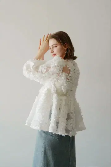 acka flower peplum blouse 화이트
