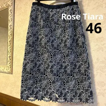 새상품급 빅 사이즈 46 로즈 티아라 허리밴딩 레이스 종아리 기장 스커트