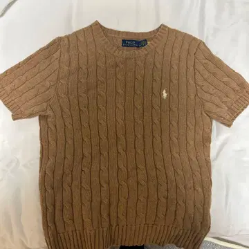 POLO 브라운 케이블 니트 반팔