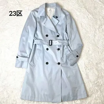 23구 트렌치코트 허리 벨트 포함 스카이블루 큰 사이즈 42 (XL)