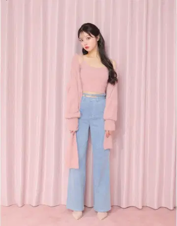 m me eme 에무미에메 waist ribbon lame denim