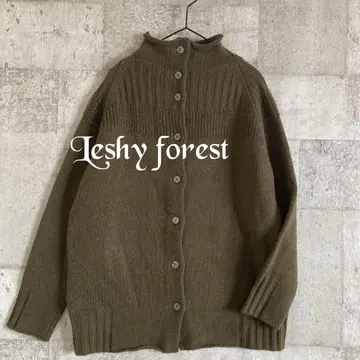 레이시 포레스트 하이넥 니트 가디건 알파카 혼방