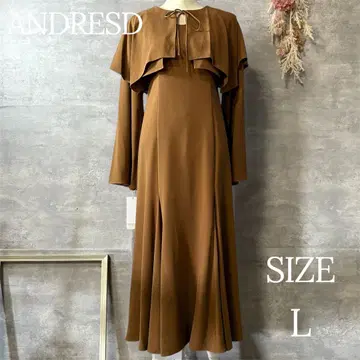 미사용 새상품 ANDRESD 원톤 케이프 드레스 브라운 L 사이즈