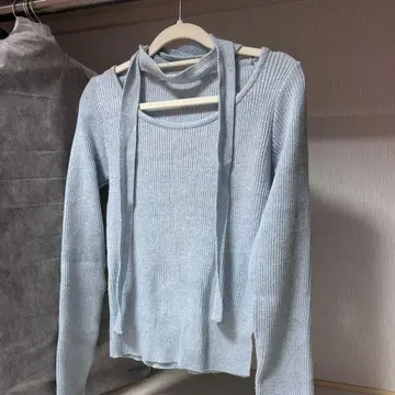 BLACKUP 리브 U넥 니트