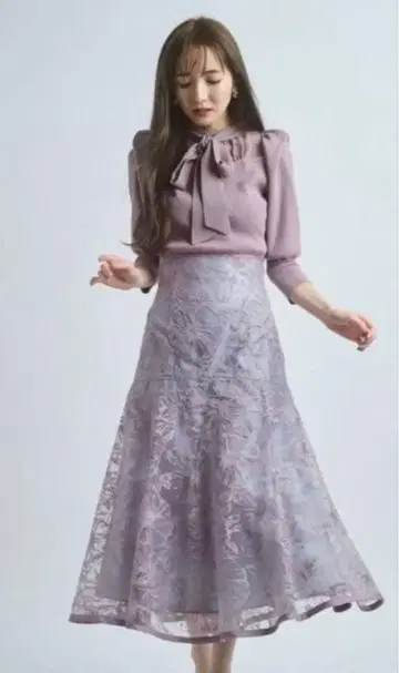 [ 새상품급 ] 리랜드트루 면 터치 자수 레이스 스커트 모카 핑크