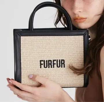 FURFUR 라피아 로고 토트백